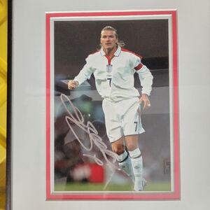Beckham Signed Team England Photo, Certified